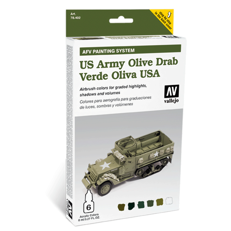Vallejo Model Air AFV Armour Painting System US Army Olive Drab 78402