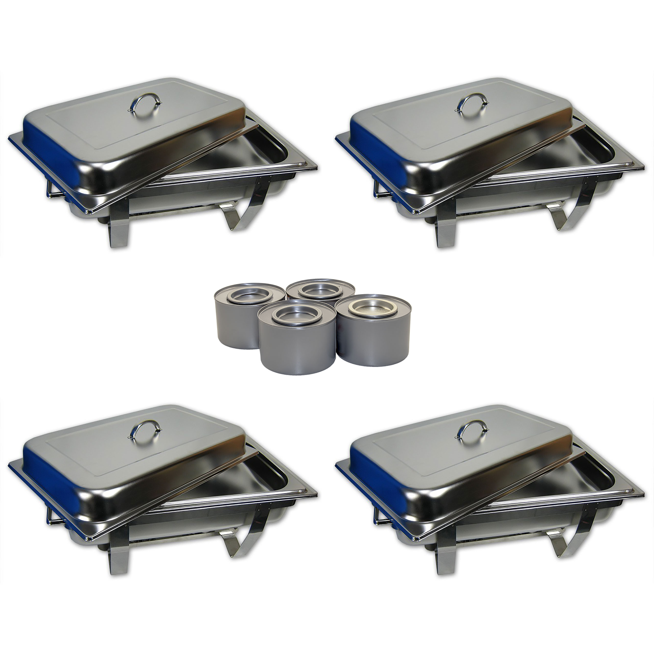 4x Chafing Dish Starter-Set – Warmhaltebehälter Aus Edelstahl, 1x 1/1 GN – Für Buffet & Partys