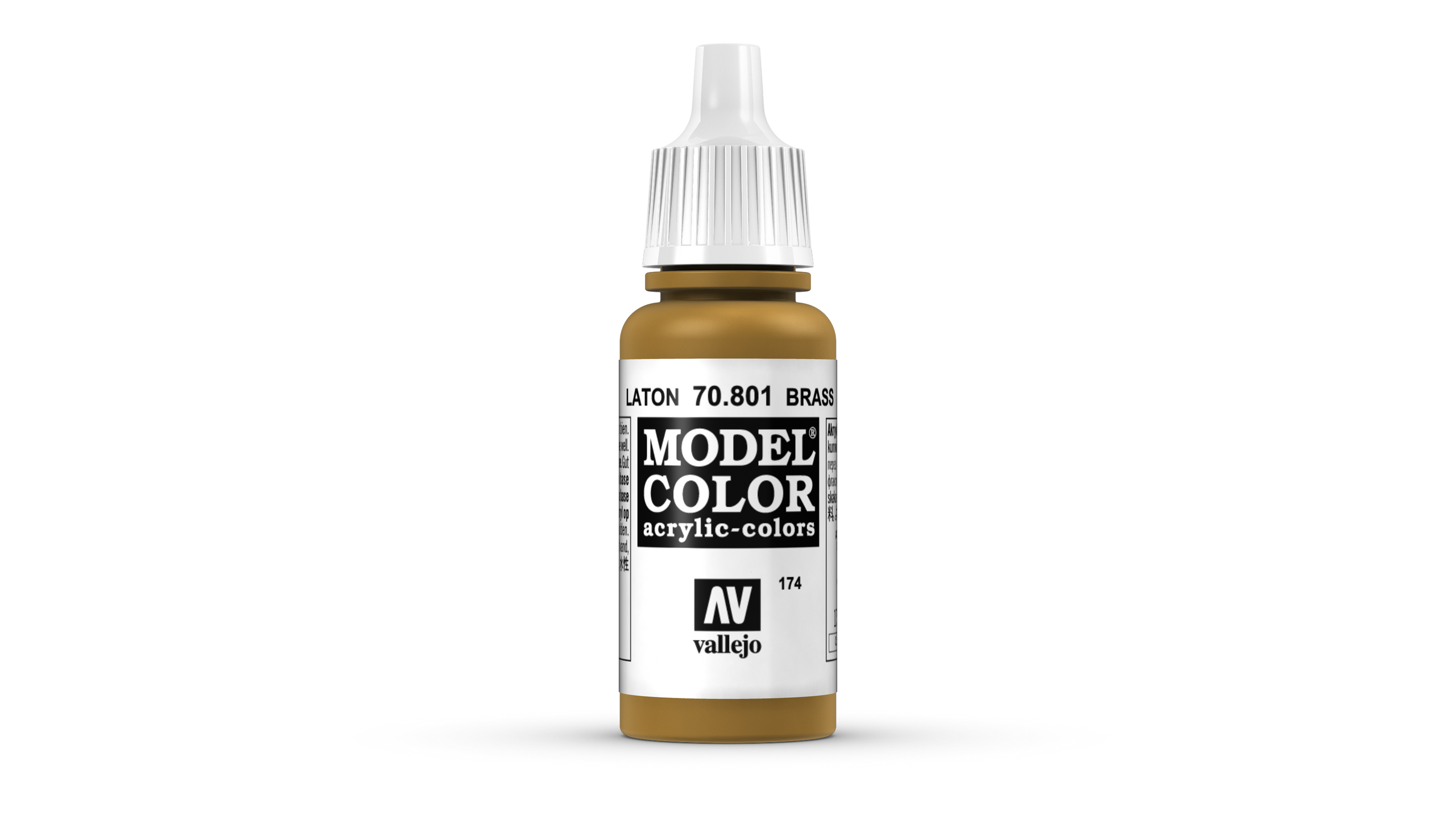 Vallejo Model Color 70801 Brass Paint - 17ml Acrylic For Models, Miniatures & Hobby Projects